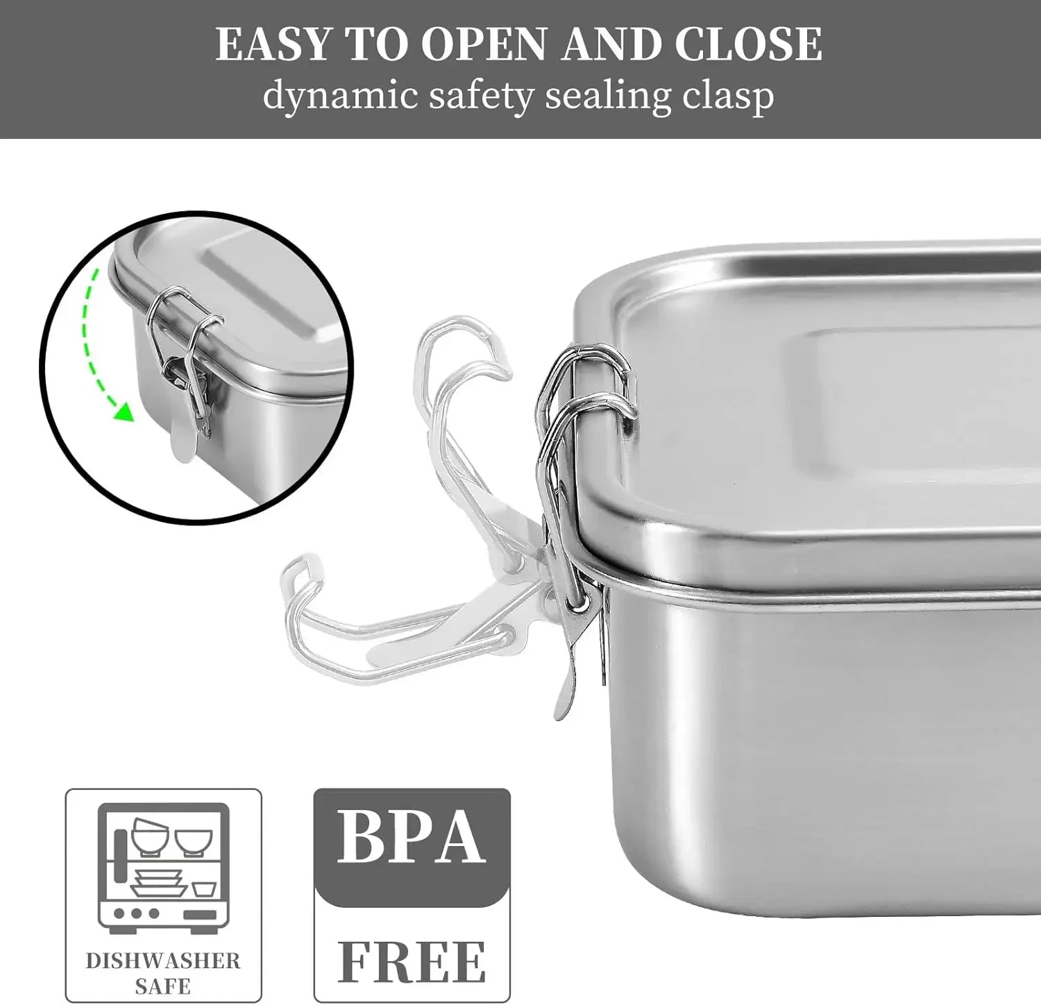 304 Stainless Steel Bento Lunch Box - Airtight BPA-Free Adult