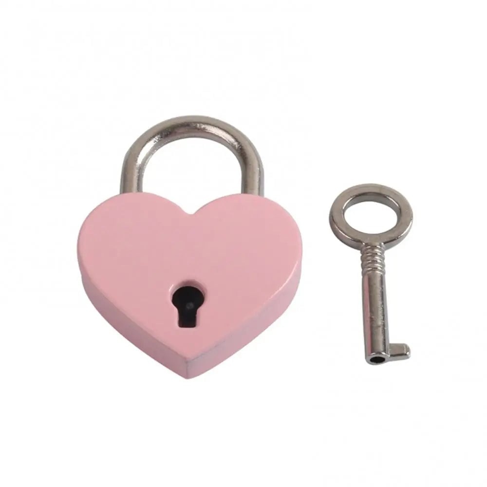 Heart Shape Mini Padlock Luggage Lock with Key - Vintage Style