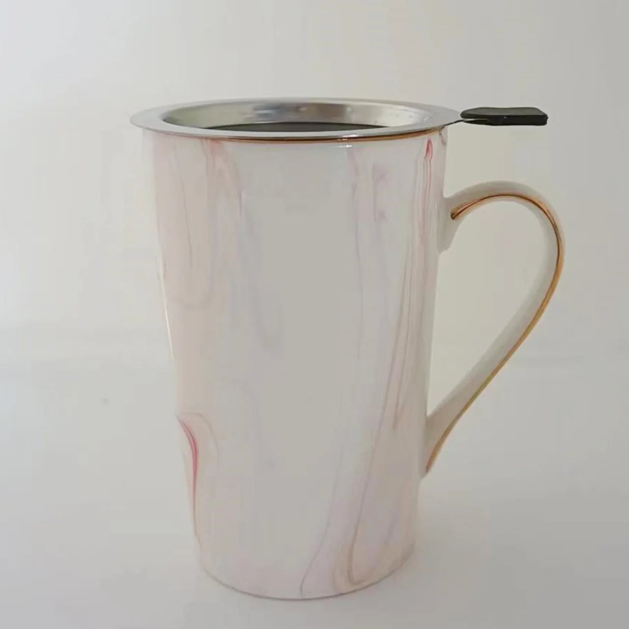 12oz Self Stirring Coffee Mug with Lid Filter Marble Design Spoon