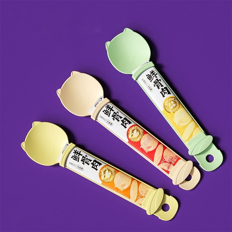 2PC Cat Strip Squeeze Spoon Feeder for Wet Treats & Liquid Snacks