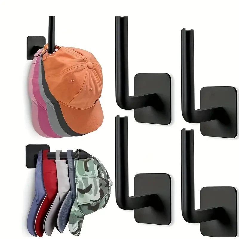 4PCS No Drill Adhesive Wall Hooks Strong Paste Shelf Hat Rack
