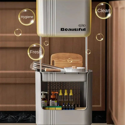 Large Capacity Kitchen Garbage Bin with Lid - Double Layer Odor Control