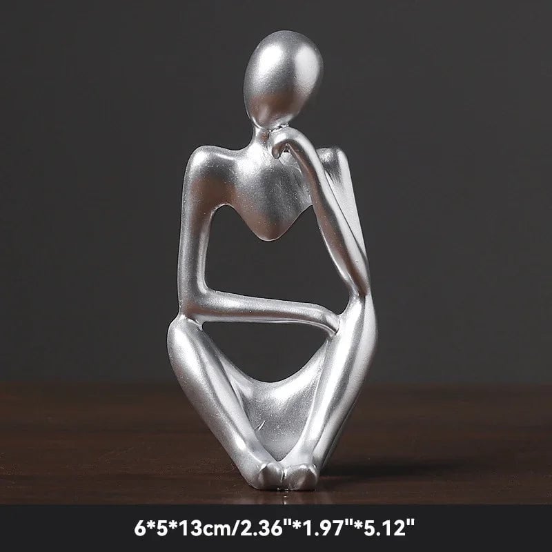 Sand Color Abstract Thinker Statue - Yoga Meditation Figurine Decor