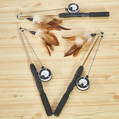 Retractable Cat Teaser Wand - Telescopic Interactive Feather Toy