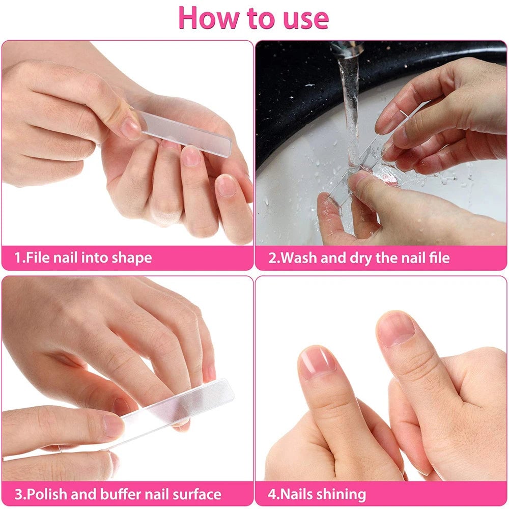 8PCS Nano Glass Crystal Nail Files Polish Care Tool Kit Professional