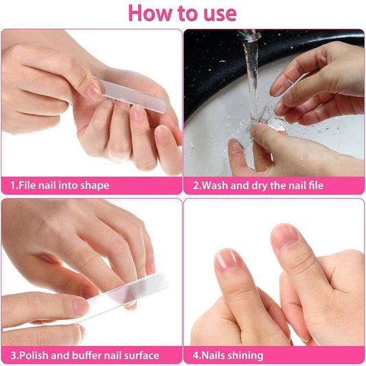 8PCS Nano Glass Crystal Nail Files Polish Care Tool Kit Professional