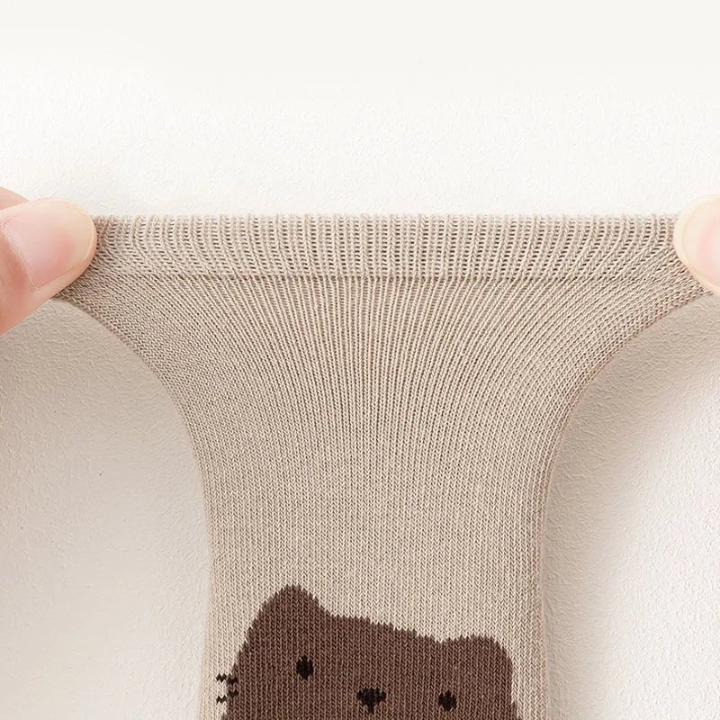 Kids Non-Slip Socks 6-Pack Fox Bear Pattern Toddler Floor Socks