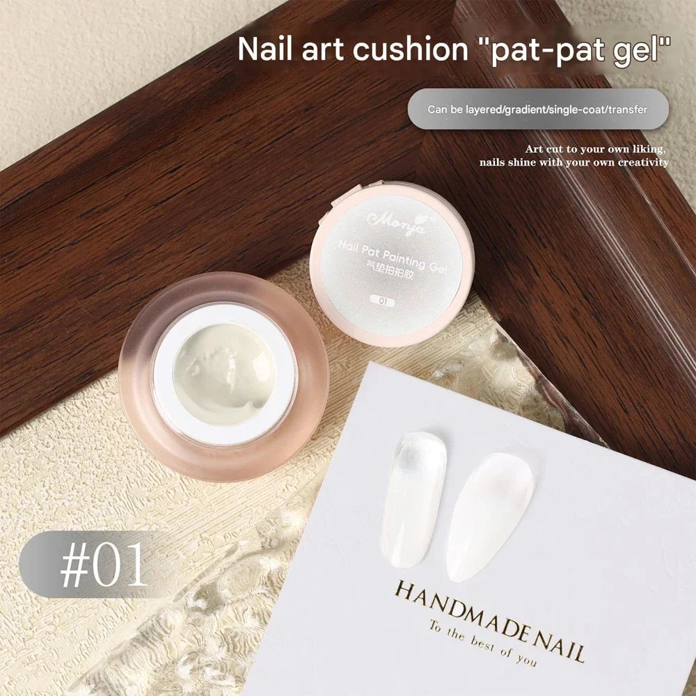 Cushion Patting Gel Polish - Ombre Black White Peach Gradient Nail Art