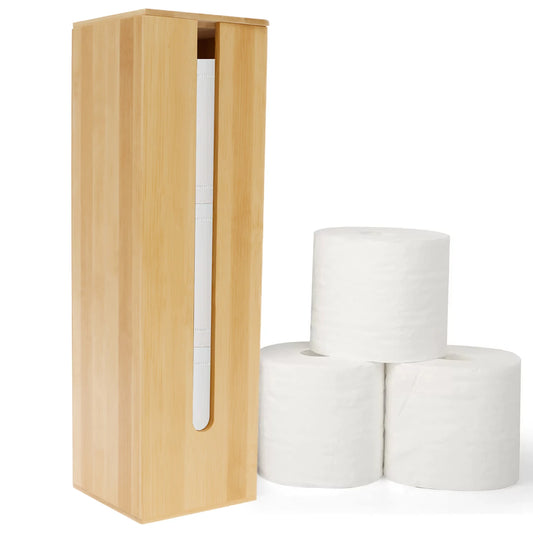 Wooden Bathroom Toilet Paper Holder with Towel Storage Organizer Box