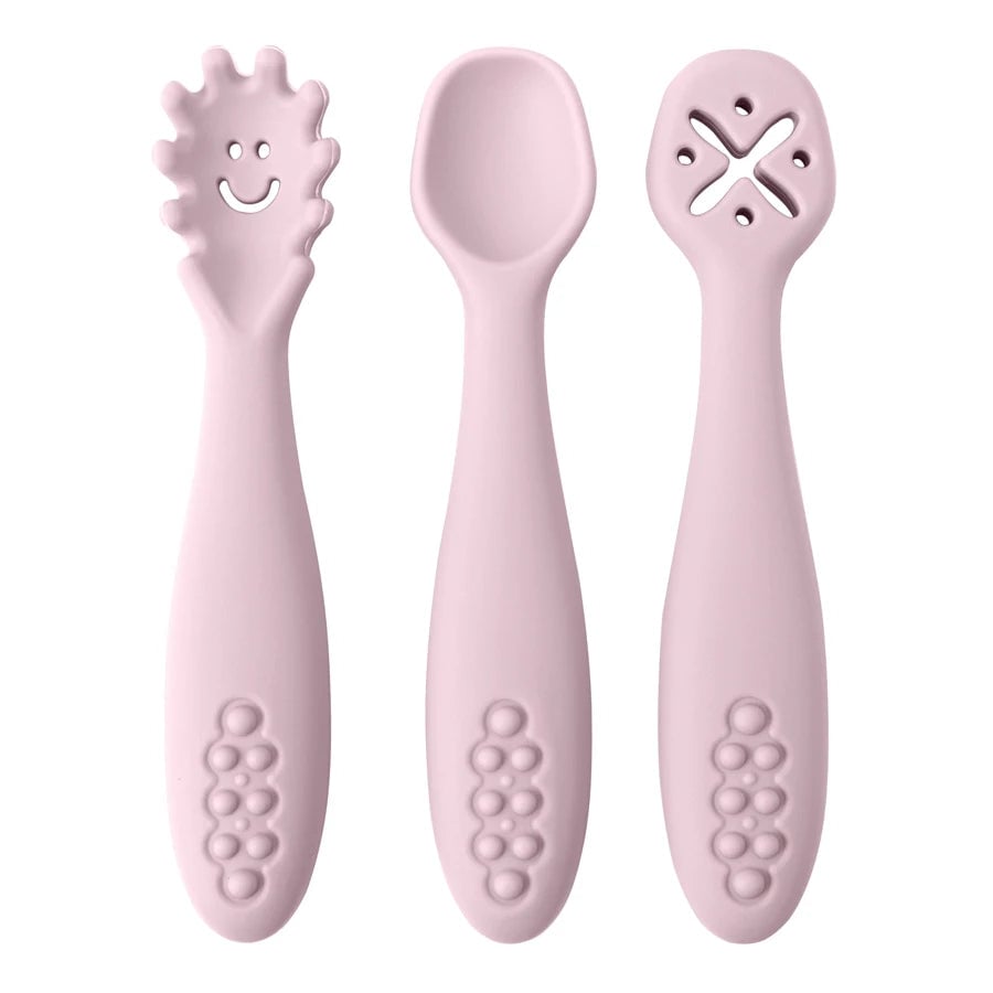 3PCS Baby Learning Spoons Set - Soft Silicone Weaning Cutlery