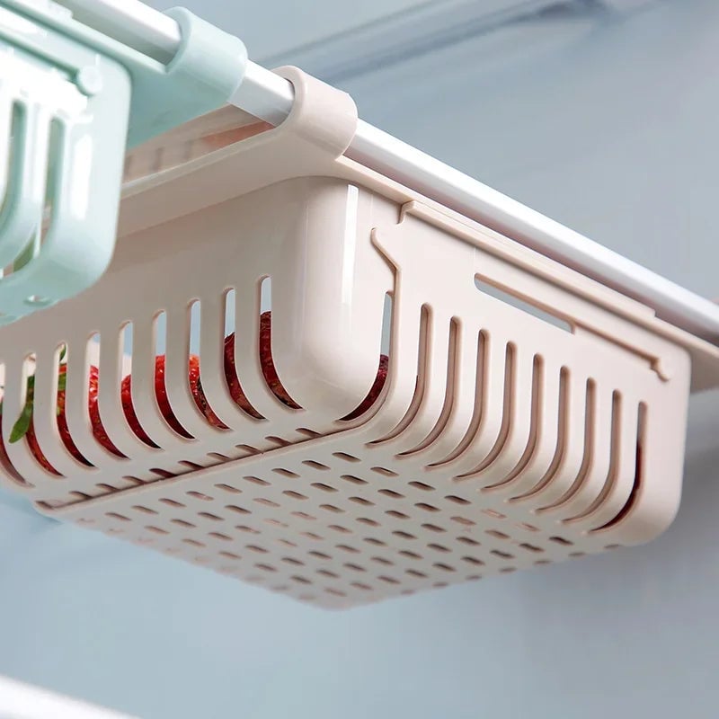 Adjustable Pull-Out Kitchen Fridge Storage Rack Drawer Organizer