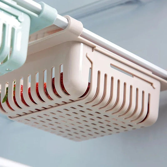 Adjustable Pull-Out Kitchen Fridge Storage Rack Drawer Organizer