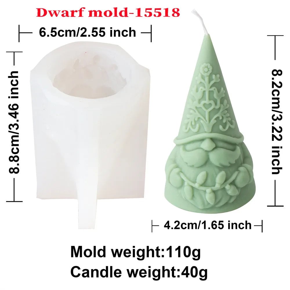 3D Silicone Dwarf Candle Mold - Christmas Plaster Resin Crafting Tool