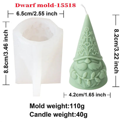 3D Silicone Dwarf Candle Mold - Christmas Plaster Resin Crafting Tool
