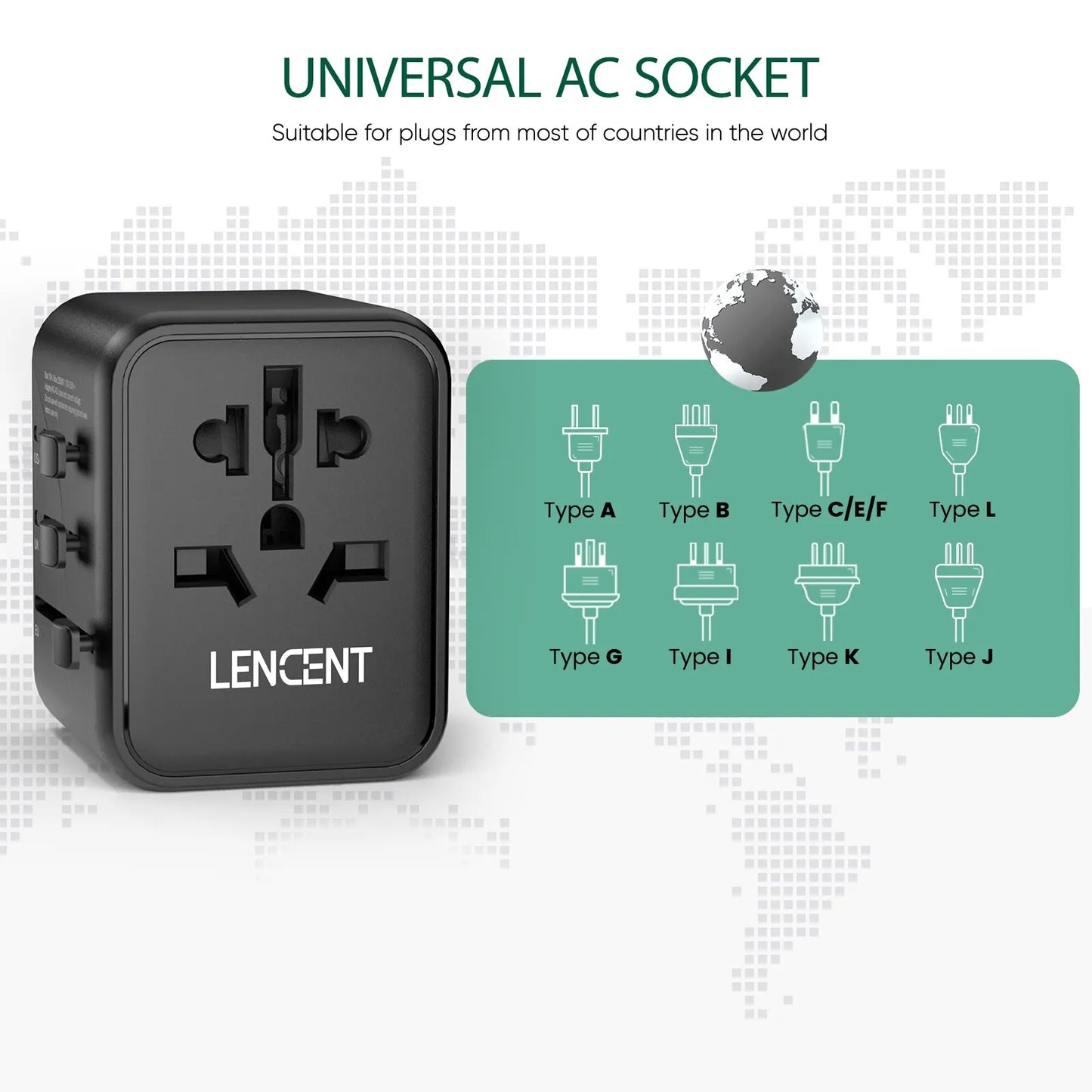 Universal Travel Adapter 2 USB Ports EU UK USA AUS Plug Charger