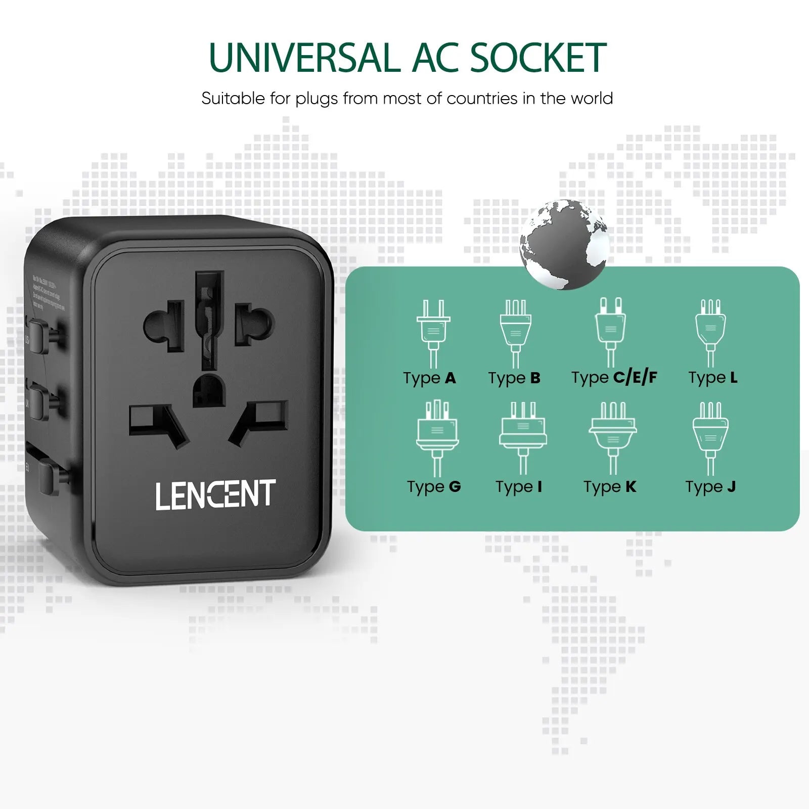 Universal Travel Adapter 2 USB Ports EU UK USA AUS Plug Charger