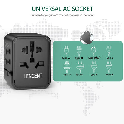 Universal Travel Adapter 2 USB Ports EU UK USA AUS Plug Charger