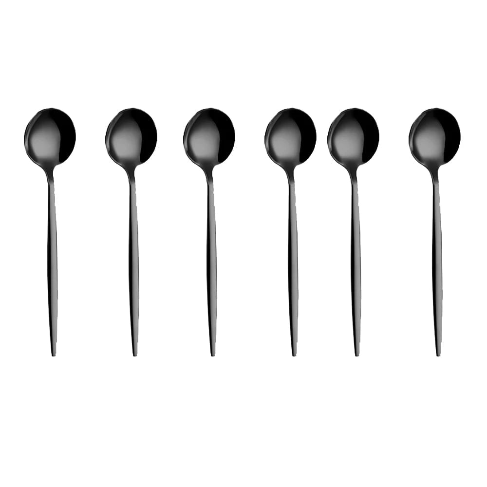 Gold Stainless Steel Coffee Spoons Set - 6 Piece Dessert Teaspoons