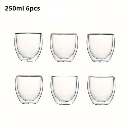 Double-Wall Insulated Clear Glass Espresso Cups 80/250/450ml Set