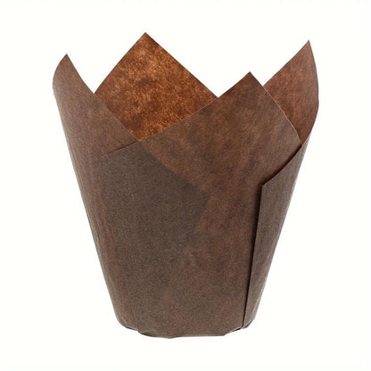 50pcs Tulip Oilproof Paper Cupcake Cases - Decorative Baking Cups