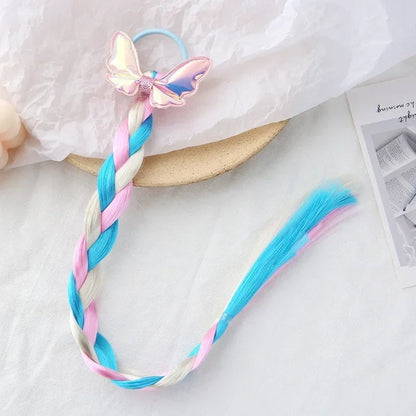 Girls Cartoon Bow Butterfly Braid Headband Ponytail Holder Set