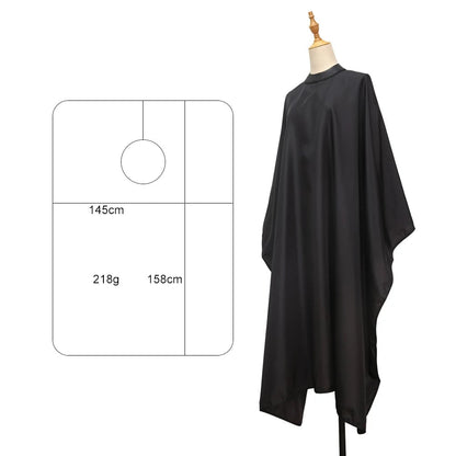 Waterproof Silicone Neckline Hairdressing Cape Black Barber Gown