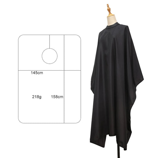 Waterproof Silicone Neckline Hairdressing Cape Black Barber Gown