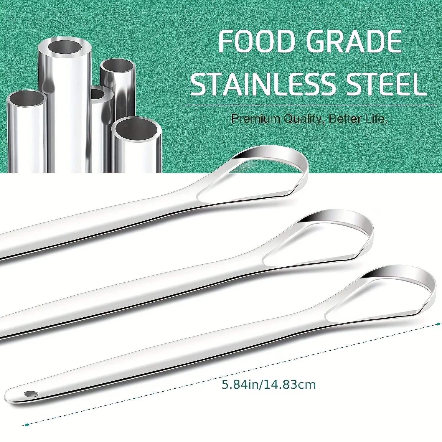 Stainless Steel Tongue Scraper - Adult Oral Care Bad Breath Remover