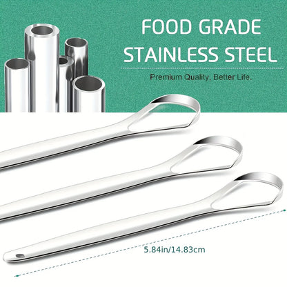 Stainless Steel Tongue Scraper - Adult Oral Care Bad Breath Remover