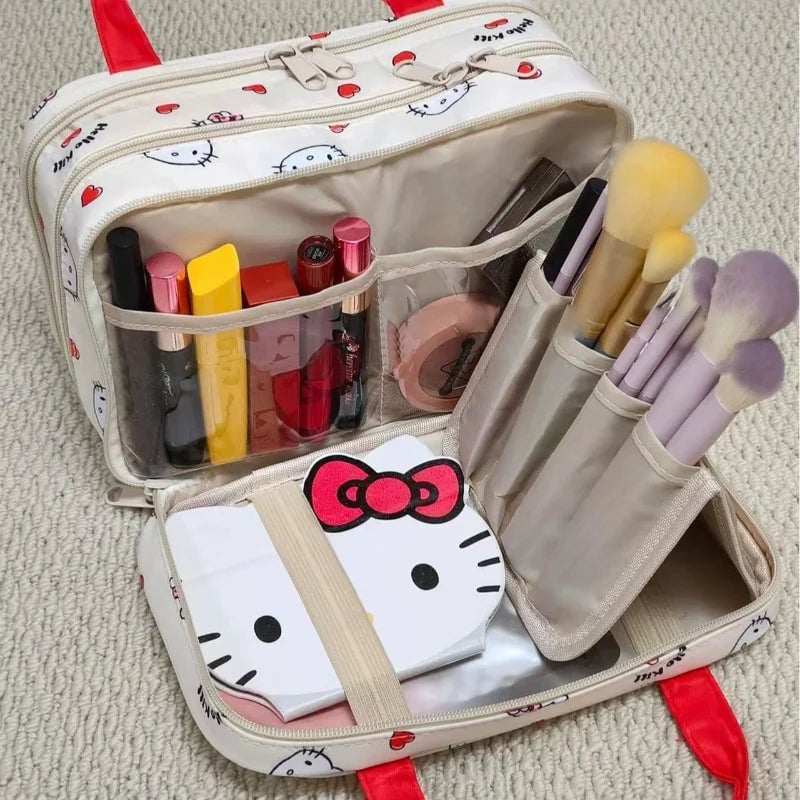Hello Kitty 3-Layer Travel Makeup Organizer Cosmetic Storage Bag