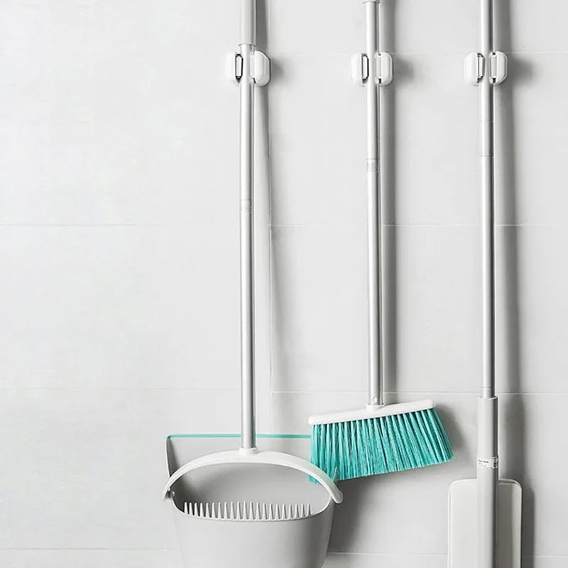 Wall Mount Mop Clip Holder - Broom Brush Hanger Rack Kitchen Bath