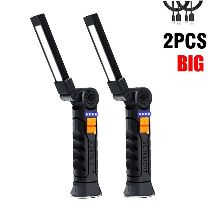 USB Rechargeable COB LED Work Light Magnetic Portable Camping Torch