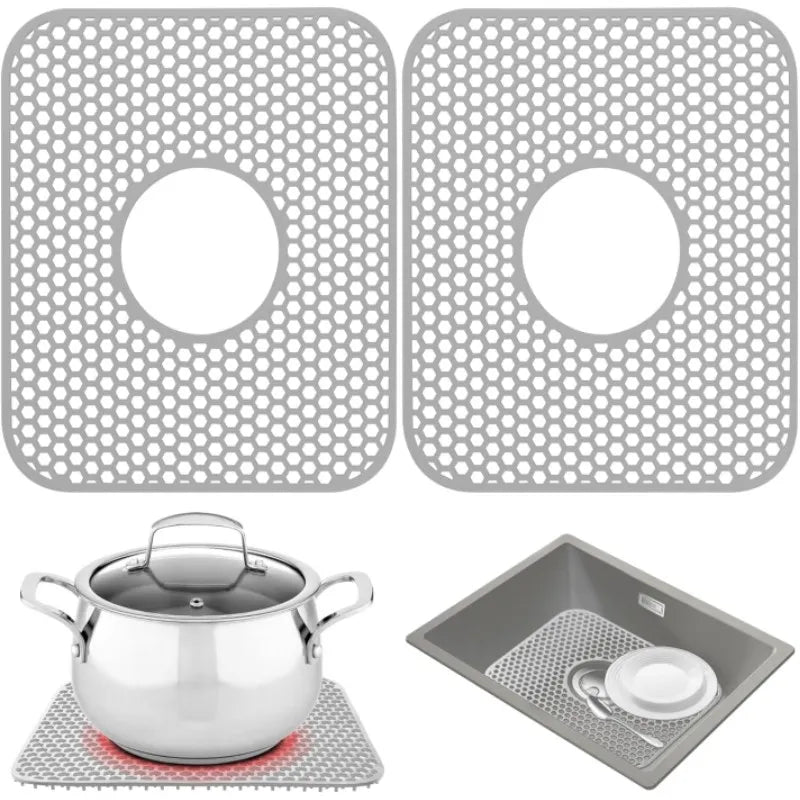 Silicone Kitchen Sink Mat - Folding Non-Slip Heat Resistant Protector