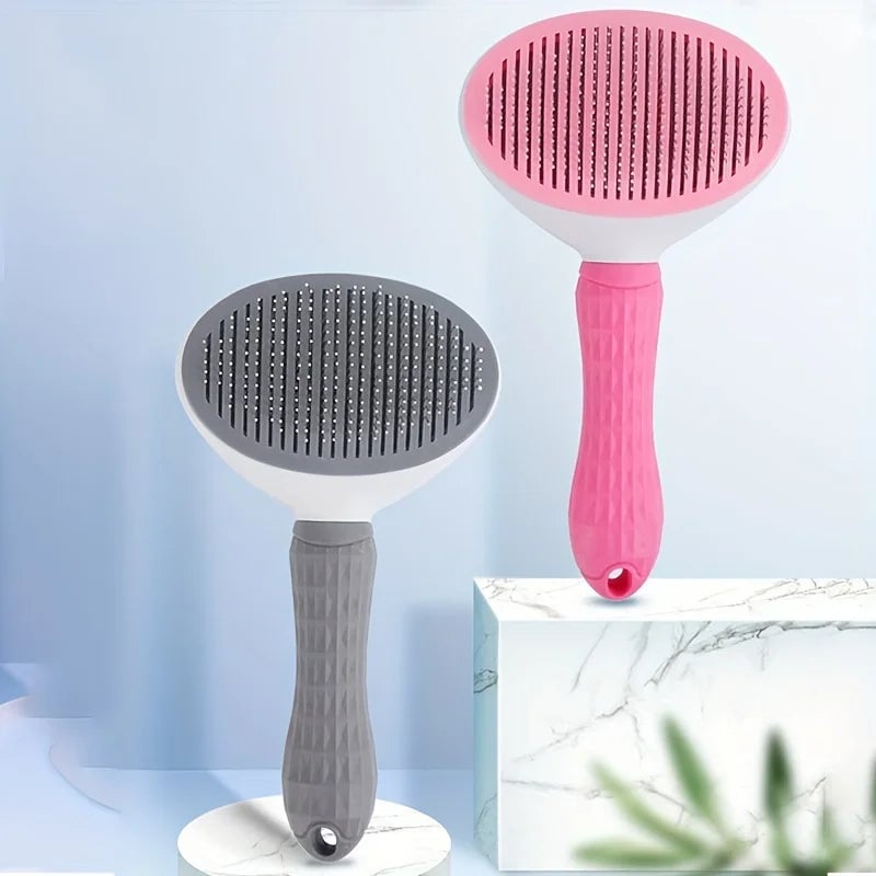One-Click Pet Hair Removal Comb - Automatic Slicker Brush Dogs Cats