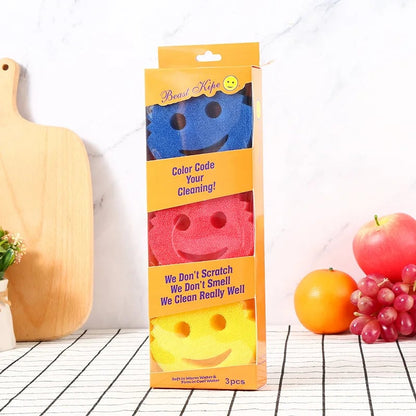 3-Piece Multi-Functional Kitchen Magic Sponge Brushes - Non-Scratch