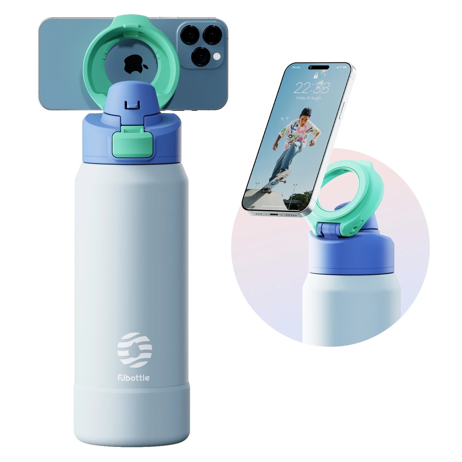 Magnetic Phone Holder Thermos Bottle - Stainless Steel Insulated