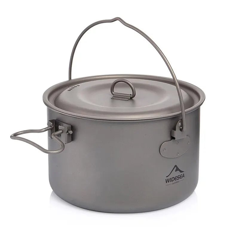 Titanium Camping Cookware Set - Lightweight Pot Frying Pan Outdoor