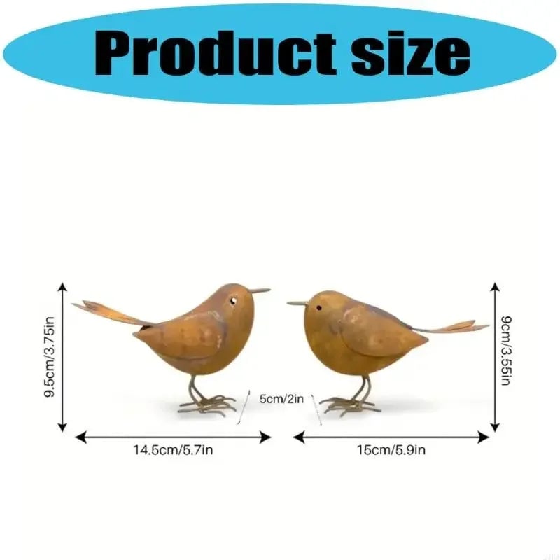 2Pcs Iron Bird Figurines - Tabletop Decorative Sculpture Ornaments