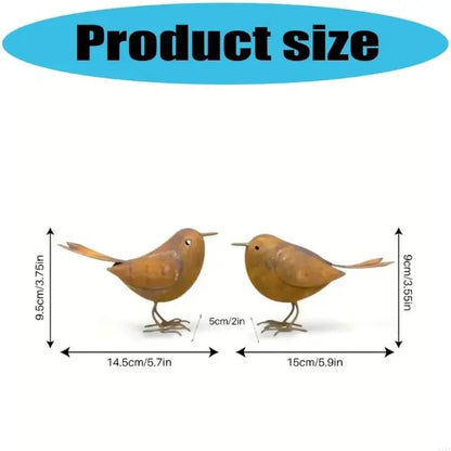 2Pcs Iron Bird Figurines - Tabletop Decorative Sculpture Ornaments