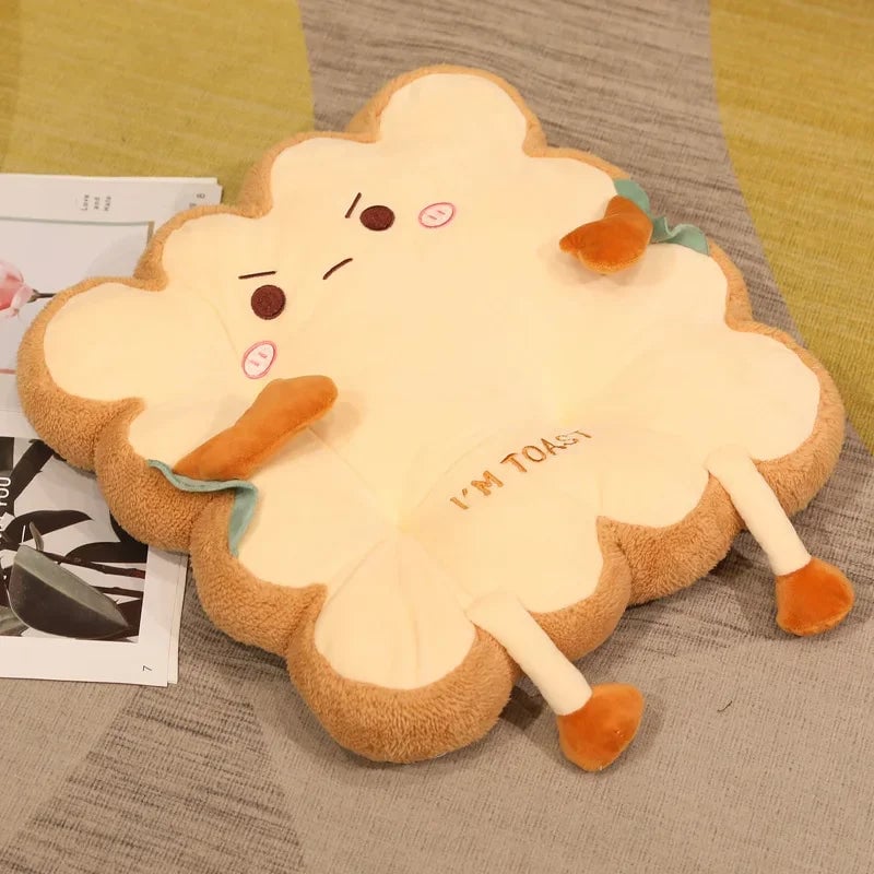 Toast-Shaped Washable Seat & Back Cushion Set Anti-Fatigue Pillow