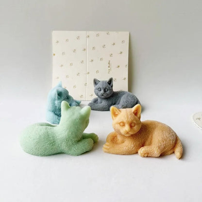 3D Cat Silicone Mould Large Kitten Resin Candle Soap Plaster DIY