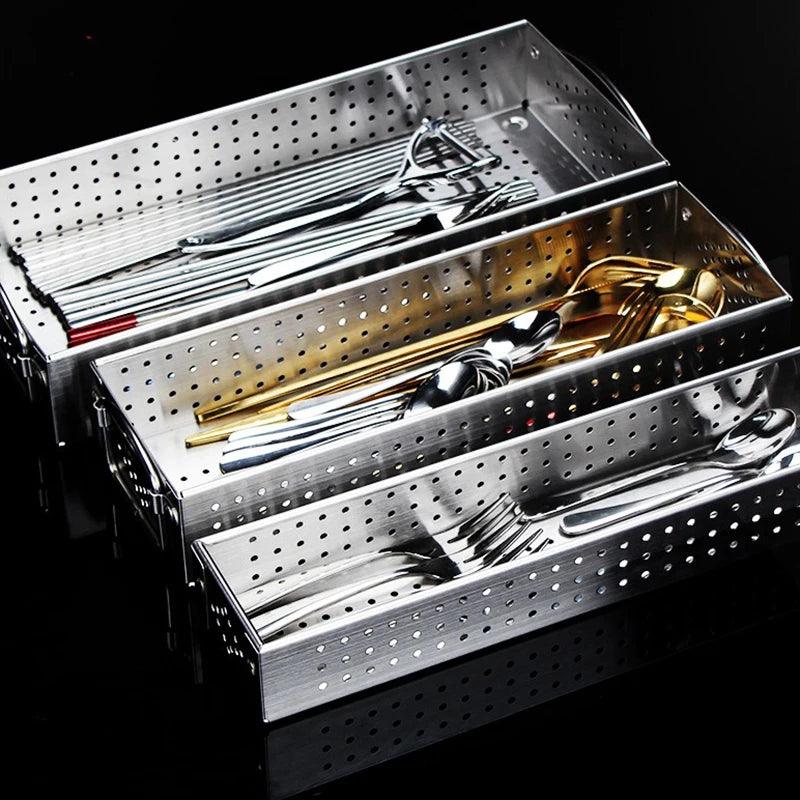 304 Stainless Steel Cutlery Drainer Box - Chopstick Fork Storage
