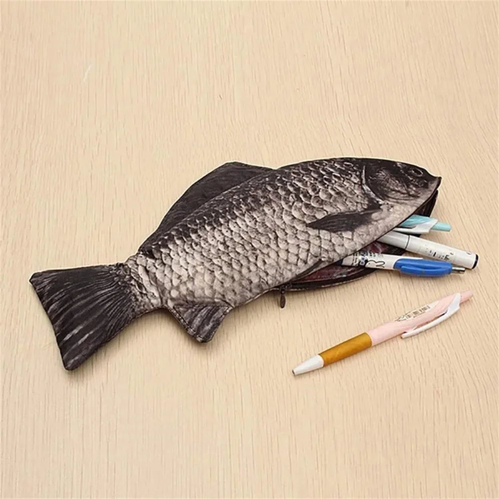 Fish Shaped Pencil Case - Novelty Pen Bag & Coin Purse Office Supply