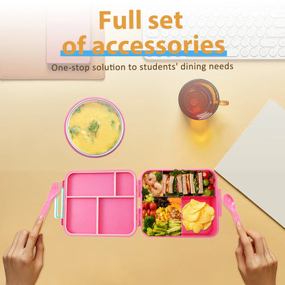 1700ml Sealed Lunch Box Set with Utensils & Soup Bowl Portable