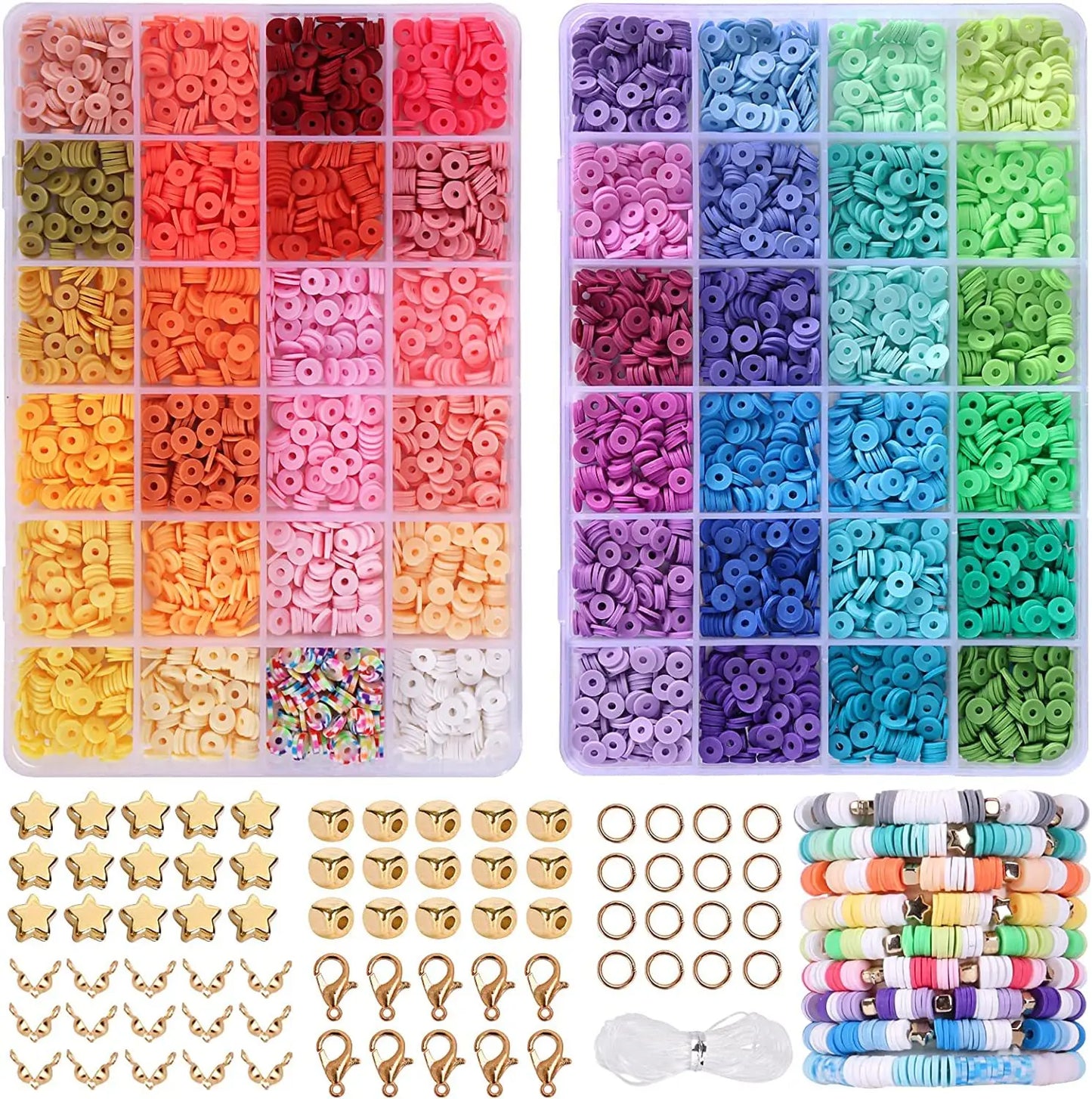 24 Rainbow Color Clay Beads Bracelet Making Kit Letter Beads DIY