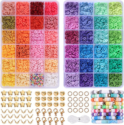 24 Rainbow Color Clay Beads Bracelet Making Kit Letter Beads DIY