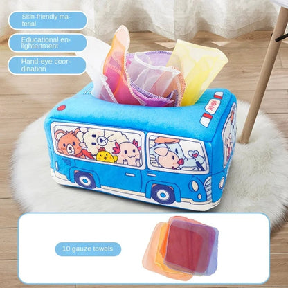 Baby Montessori Magic Tissue Box - Educational Sensory Busy Board