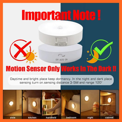 USB Rechargeable Motion Sensor LED Night Light for Kitchen Bedroom