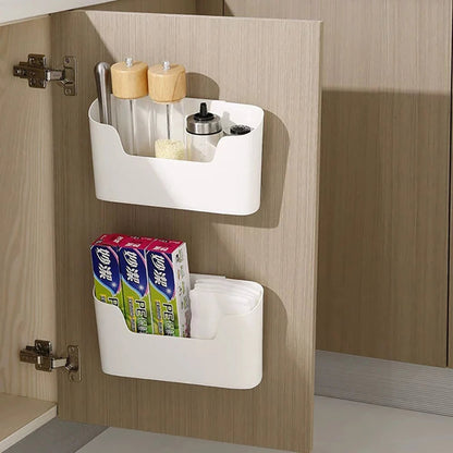 Wall Mounted Storage Rack - Kitchen Bathroom Cabinet Door Organizer