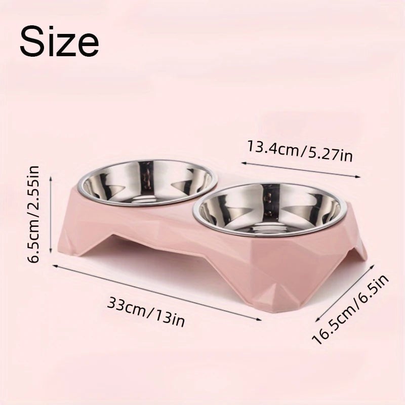 Large Stainless Steel Double Bowl Pet Feeder for Dogs & Cats